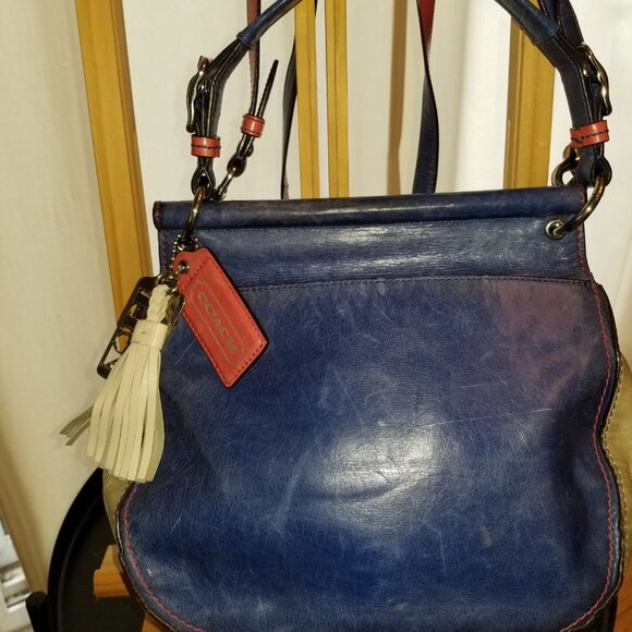 Coach blue, grey and salmon/pink bag. Soft leather. - Picture 3 of 15